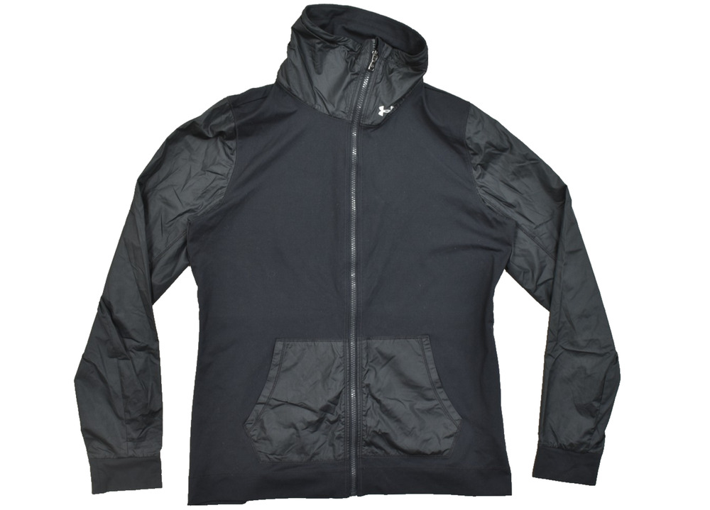 Under Armour Women's Full Zip Jacket Size L Black Fitted Lightweight Mock Neck